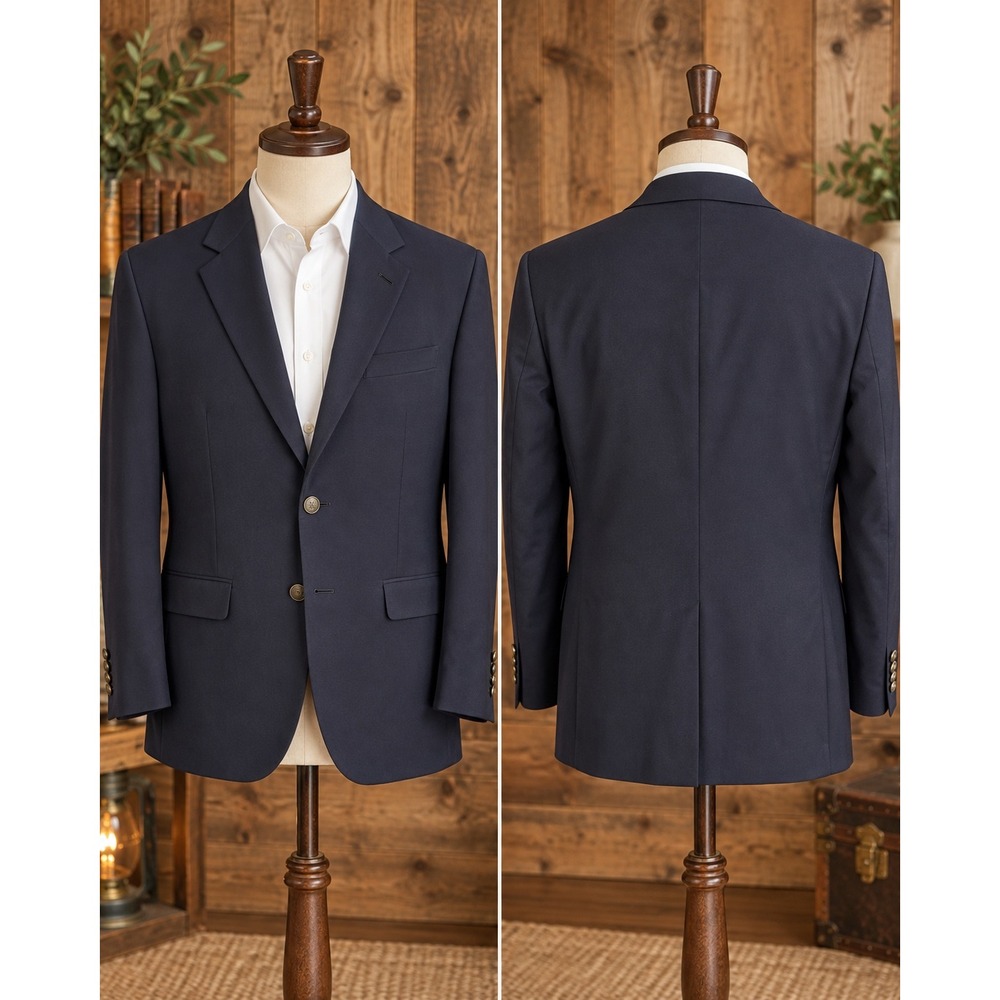 Jos. A. Bank Mens Navy Blue 100% Wool 2-Button Blazer Sport Coat 46S